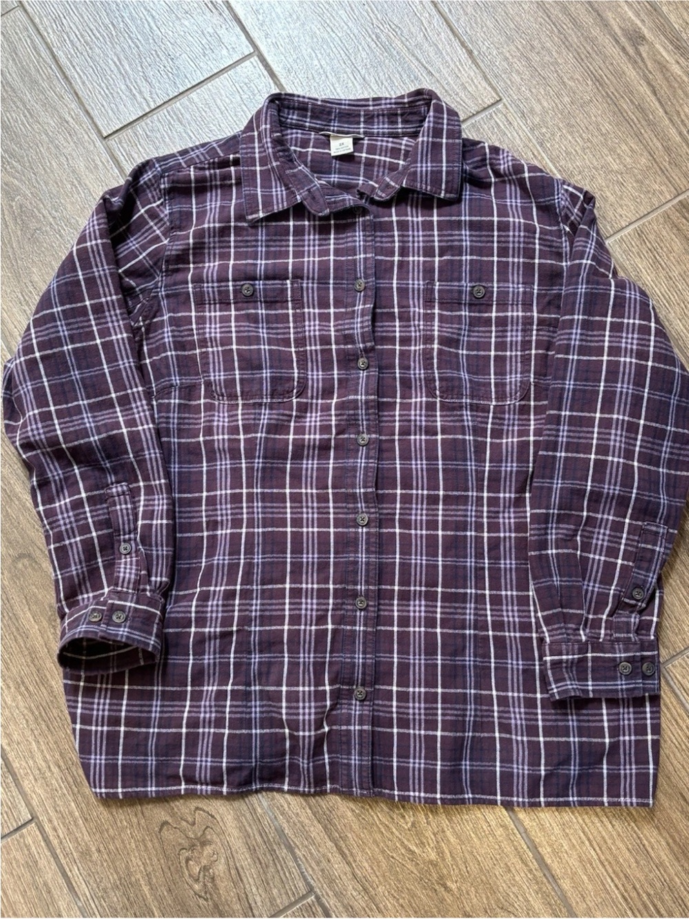Duluth Trading Co Purple Plaid Flannel Shirt 2X